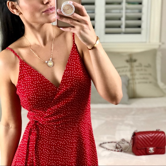 Dresses & Skirts - SUNDAY Polka Dot Wrap Midi Dress